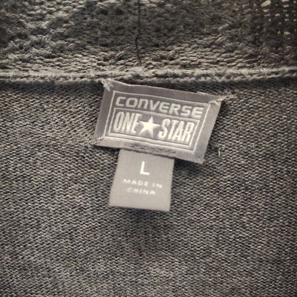 Converse One Star Womens Gray Cropped Open Waterfall Cardigan Long Sleeve Size L - Picture 2 of 14